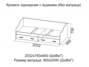 Кровать одинарная с ящиками (Без матраца 0,9*2,0) в Трёхгорном - tryohgornyj.магазин96.com | фото